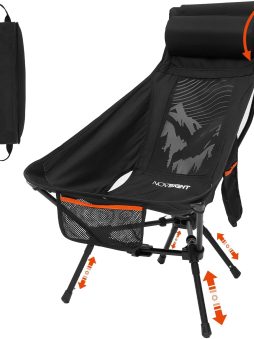 NOVSIGHT Camping Chairs - Folding Portable Camp Chair, High Back Camping Chair with Headrest, Outdoor Comfortable Camping Chair for Adults Hiking Backpacking